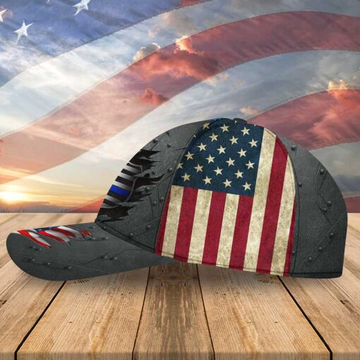 Police Metallic US Flag Baseball Cap VHOO4310542 - Image 2