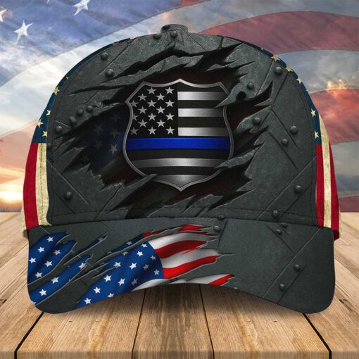 Police Metallic US Flag Baseball Cap VHOO4310542