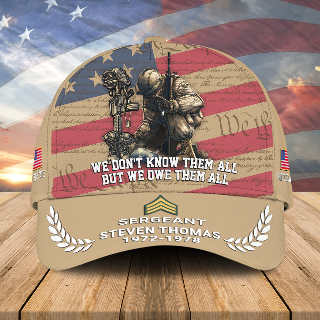 US Veteran Custom Classic Cap, Army Veteran Cap, Veteran Custom Name, Year and Rank Cap QDMA4240601