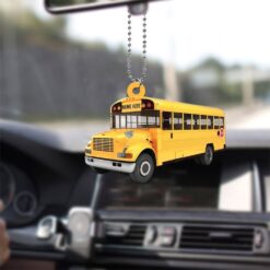 Personalized School Bus Car Ornament, Custom Name Car Ornament, Back To School Gift for School Bus Drivers QDTT4240701