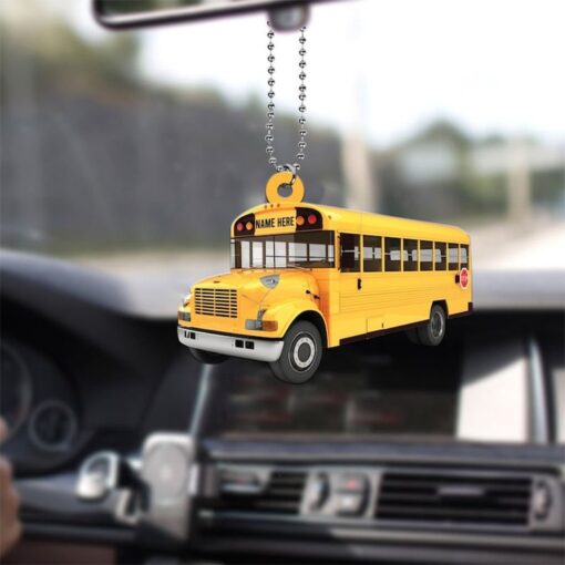 Personalized School Bus Car Ornament, Custom Name Car Ornament, Back To School Gift for School Bus Drivers QDTT4240701