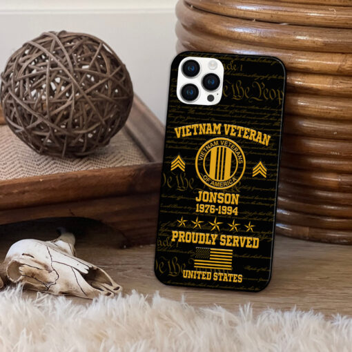 Vietnam Veteran Phone Case, Custom Name, Rank, Gifts For Dad, For Husband, Gifts For Vietnam Veteran MQUU4050801 - Image 3