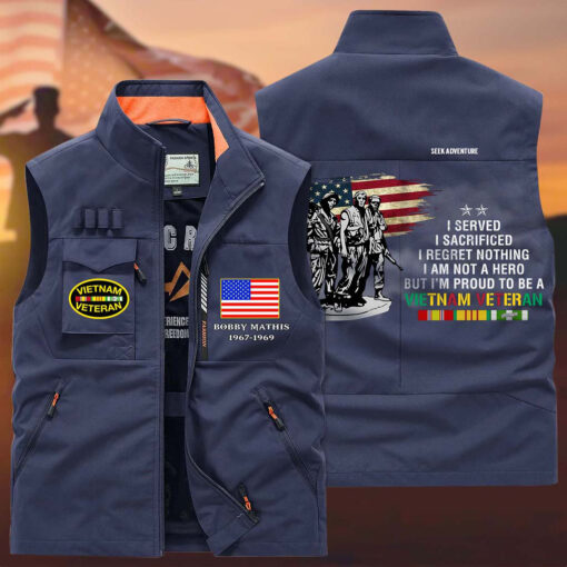 Personalized Vietnam Veterans Multi-Pocket Vest, Gifts For Vietnam Veterans QDLT4190904