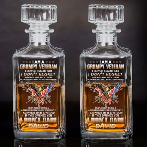 Personalized I Am A Grumpy Veteran Whiskey Bottle QFTD5120303 - Image 2