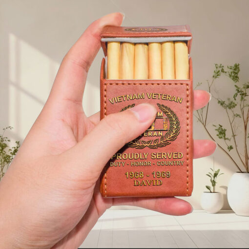 Custom Vietnam Veteran Leather Cigarette Case, Gift for Veterans UKTZ5140302 - Image 3