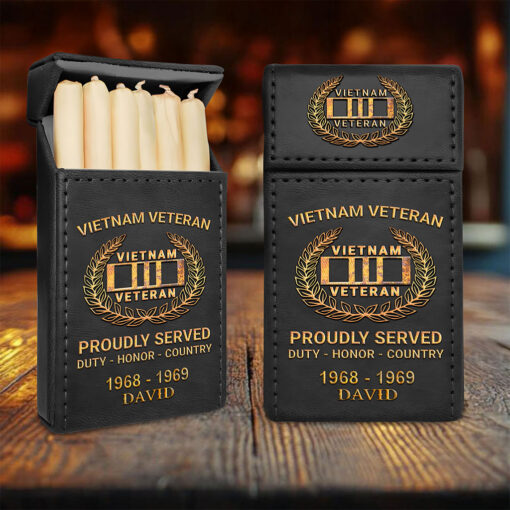 Custom Vietnam Veteran Leather Cigarette Case, Gift for Veterans UKTZ5140302 - Image 2