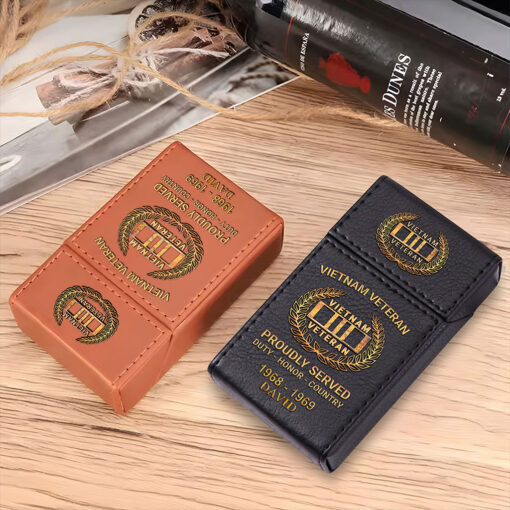 Custom Vietnam Veteran Leather Cigarette Case, Gift for Veterans UKTZ5140302 - Image 5