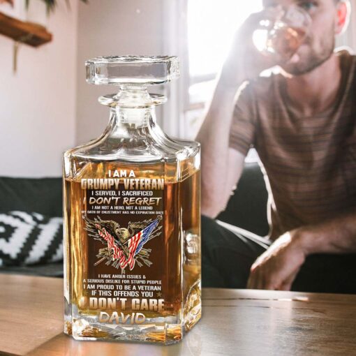 Personalized I Am A Grumpy Veteran Whiskey Bottle QFTD5120303 - Image 4