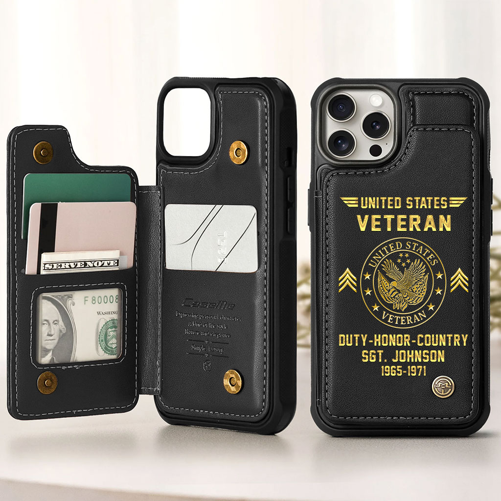 Personalized US Veteran Leather Flip Wallet Phone Case UKTZ5070305 - Image 3