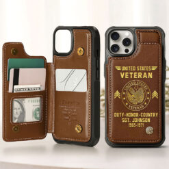 Personalized US Veteran Leather Flip Wallet Phone Case UKTZ5070305
