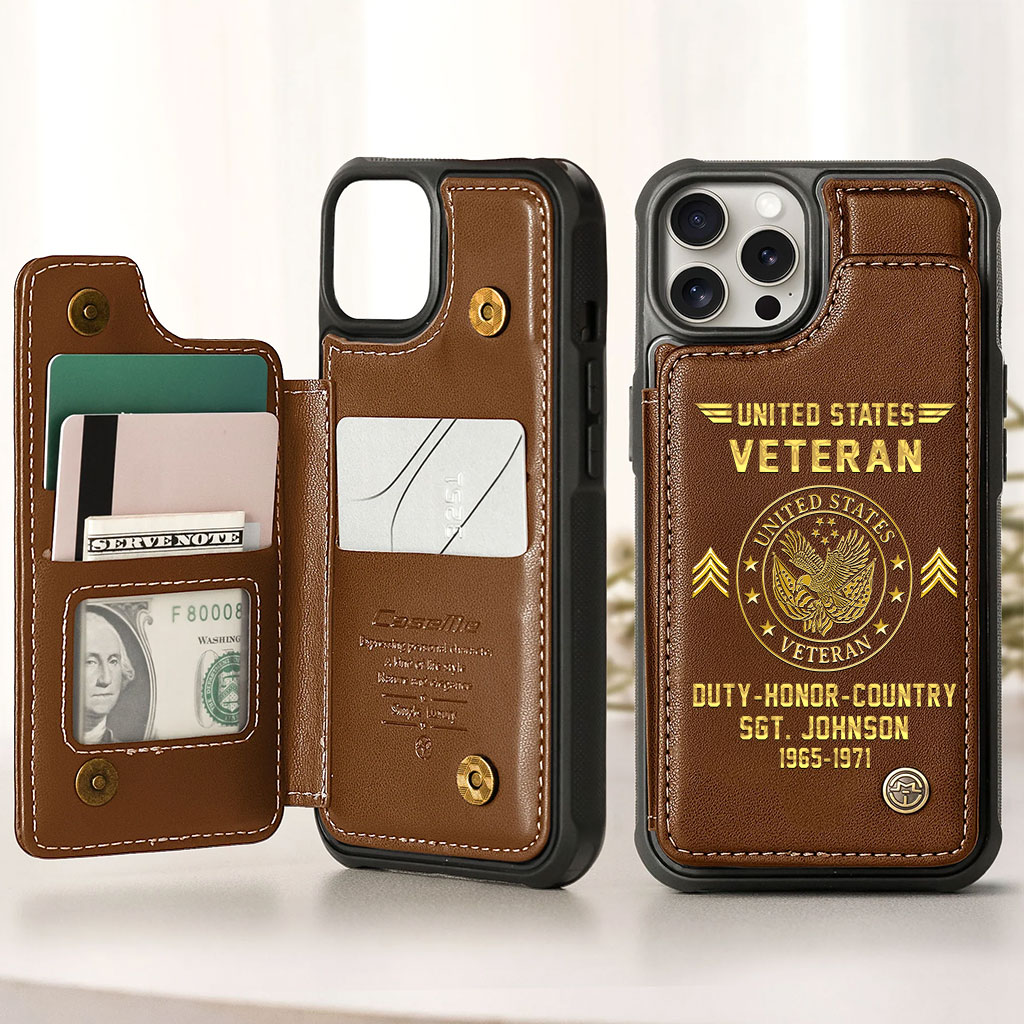 Personalized US Veteran Leather Flip Wallet Phone Case UKTZ5070305
