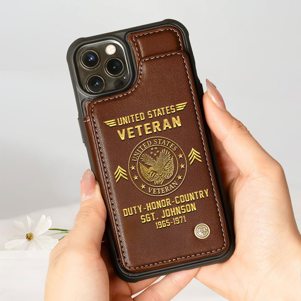 Personalized US Veteran Leather Flip Wallet Phone Case UKTZ5070305 - Image 4