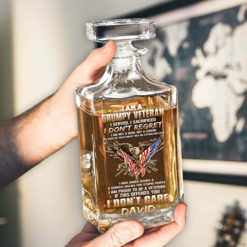 Personalized I Am A Grumpy Veteran Whiskey Bottle QFTD5120303 - Image 3
