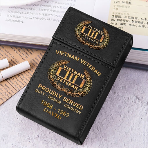 Custom Vietnam Veteran Leather Cigarette Case, Gift for Veterans UKTZ5140302 - Image 6