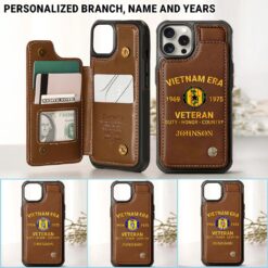Personalized Vietnam Veteran Leather Flip Wallet Phone Case UKHM5100302
