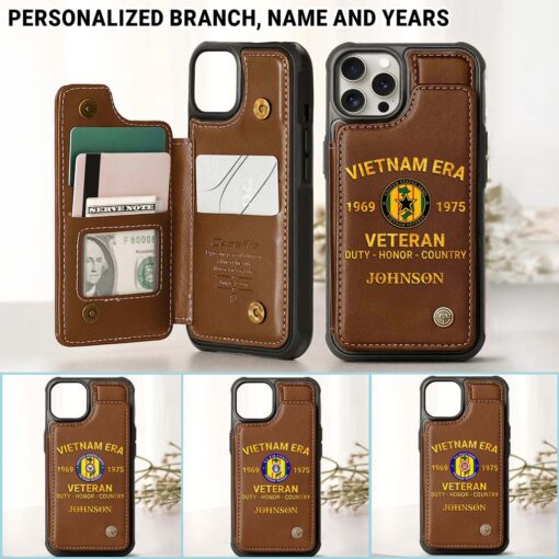 Personalized Vietnam Veteran Leather Flip Wallet Phone Case UKHM5100302
