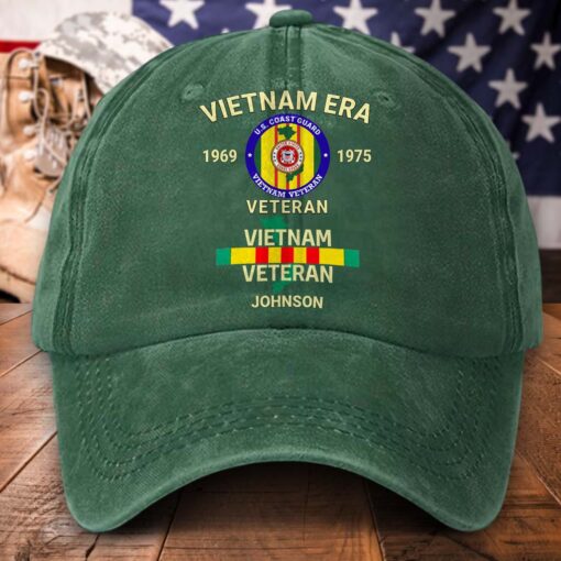 Personalized Distressed Washed Cotton Vietnam Veteran Printed Hat UKND5020401 - Image 5