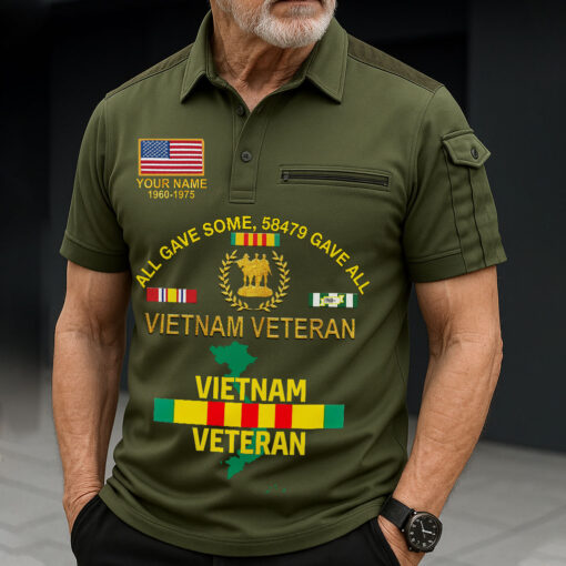 Personalized Vietnam Veteran Mens Short Sleeve Polo Shirts With Pocket QFHA5240402