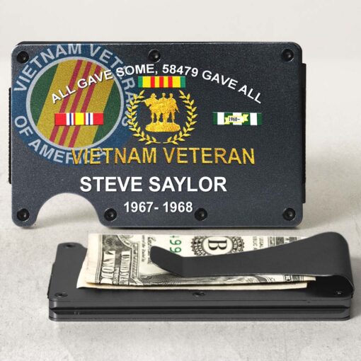 Personalized Vietnam Veteran Metal Card Holder, Metal Wallet QFHM5290403