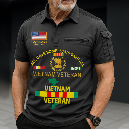 Personalized Vietnam Veteran Mens Short Sleeve Polo Shirts With Pocket QFHA5240402 - Image 2