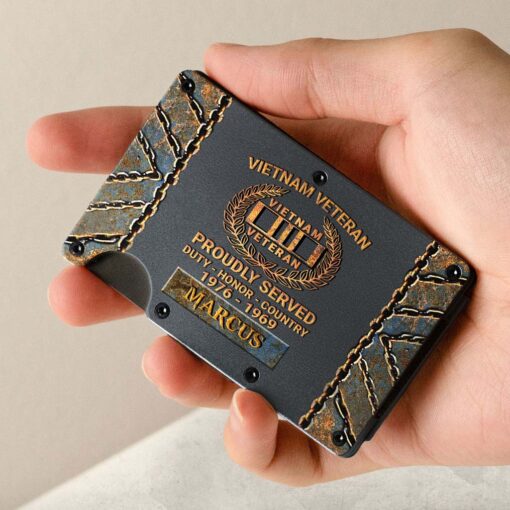 Personalized Vietnam Veteran Metal Card Holder, Metal Wallet QFHM5290402 - Image 2