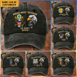Custom Distressed Washed Cotton US Veterans Printed Hat, Gift for Veterans UKTO5020401