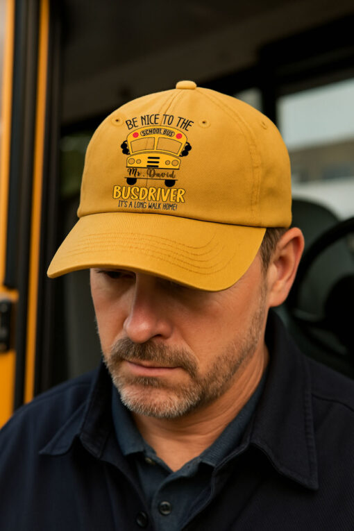 Personalized School Bus Driver Distressed Washed Cotton Printed Hat, Gift for School Bus Driver, School Bus Driver Appreciation NPHM5280401 - Image 5