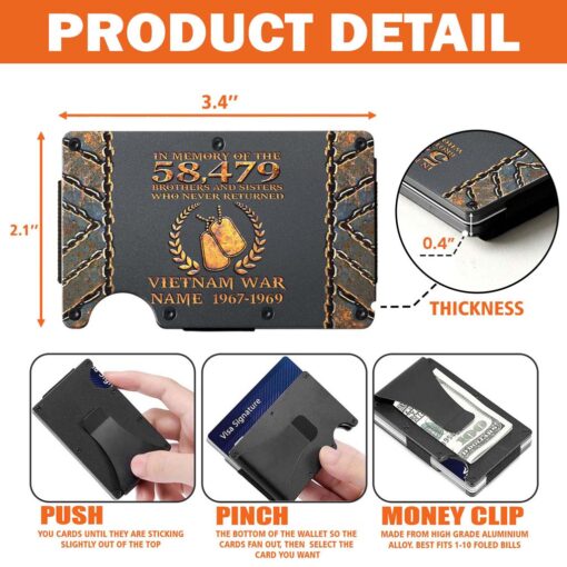 Personalized Vietnam Veteran Metal Card Holder, Metal Wallet QFHM5290401 - Image 4