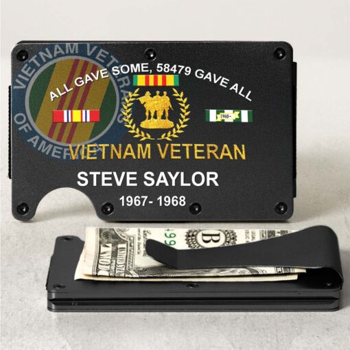 Personalized Vietnam Veteran Metal Card Holder, Metal Wallet QFHM5290403 - Image 5