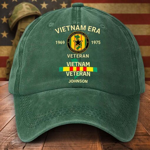 Personalized Distressed Washed Cotton Vietnam Veteran Printed Hat UKND5020401