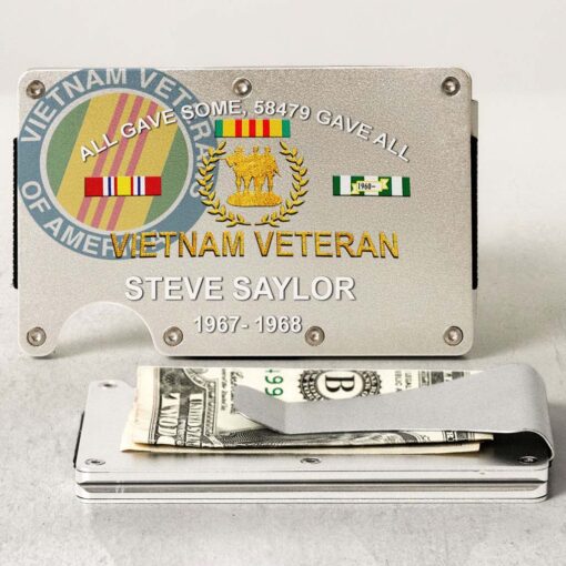 Personalized Vietnam Veteran Metal Card Holder, Metal Wallet QFHM5290403 - Image 6