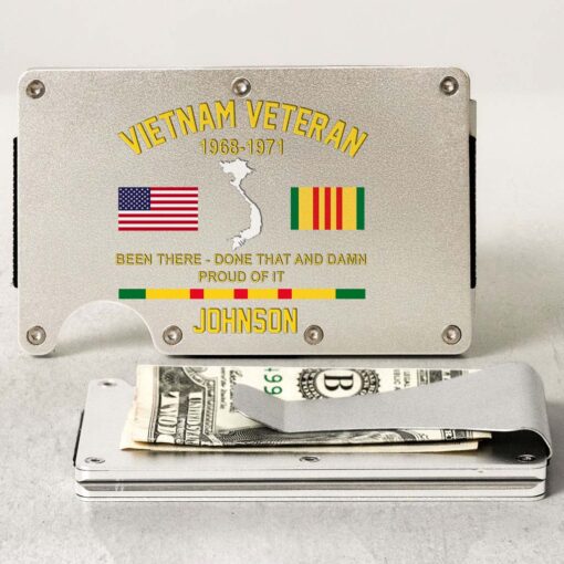 Personalized Vietnam Veteran Metal Card Holder, Metal Wallet QFHM5290404 - Image 3