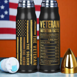 Personalized Veteran Bullet Tumbler, Tumbler for Veterans, Army, Navy, Air Force, Marine Corps – Fathers Day, Birthday, Veterans Day Gift for Men, Him QFTD5240410