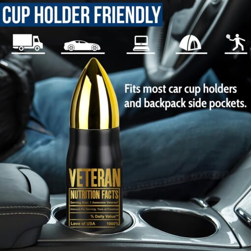Personalized Veteran Bullet Tumbler, Tumbler for Veterans, Army, Navy, Air Force, Marine Corps – Fathers Day, Birthday, Veterans Day Gift for Men, Him QFTD5240410 - Image 3