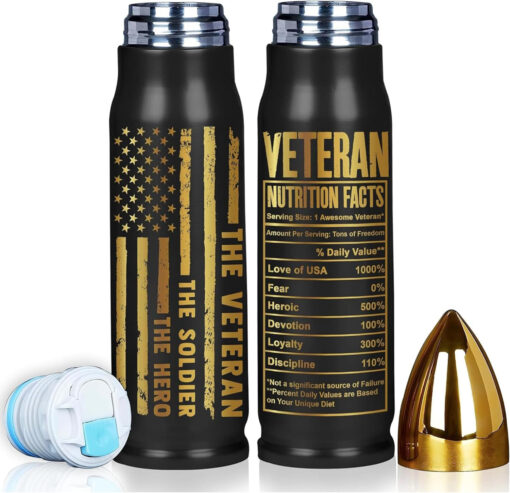 Personalized Veteran Bullet Tumbler, Tumbler for Veterans, Army, Navy, Air Force, Marine Corps – Fathers Day, Birthday, Veterans Day Gift for Men, Him QFTD5240410 - Image 2