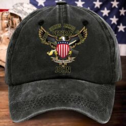 Personalized Us Veteran Distressed Washed Cotton Printed Hat, Gift for Veterans MQPY5120505