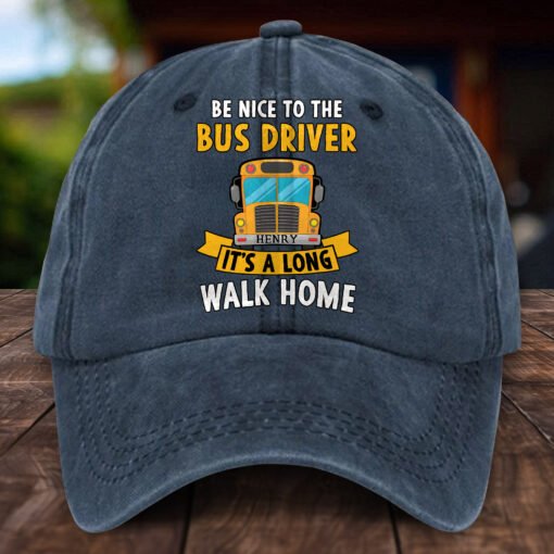Personalized School Bus Distressed Washed Cotton Printed Hat MQHH5140503 - Image 5