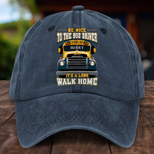 Personalized School Bus Distressed Washed Cotton Printed Hat MQHH5150502 - Image 3