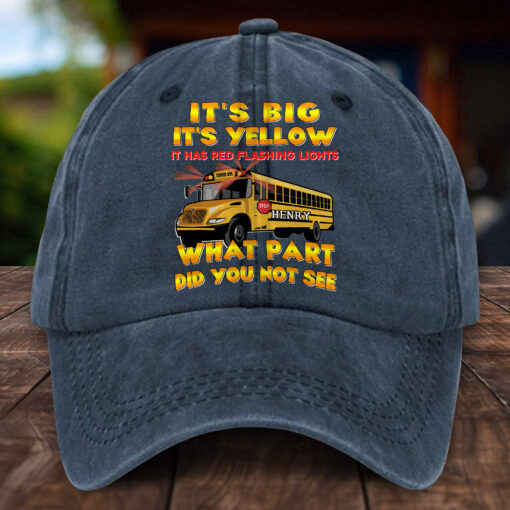 Personalized School Bus Distressed Washed Cotton Printed Hat MQHH5150503 - Image 3