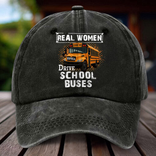 Personalized School Bus Distressed Washed Cotton Printed Hat MQHH5150504
