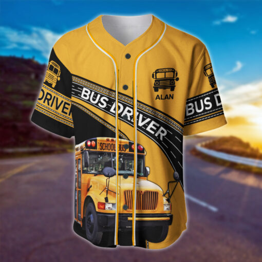 Custom School Bus Driver Jersey, Baseball Shirt Gift for Bus Drivers MQNT5210302 - Image 2