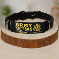 Personalized US Army Veteran Bracelet – Custom Name, Rank & Service Years Gift for Military Retired Men MQTZ5070504