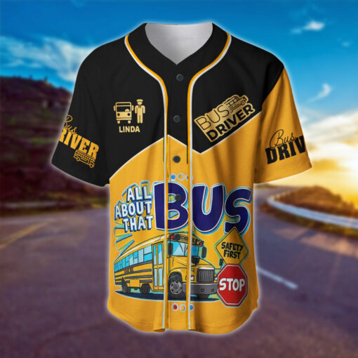 Custom School Bus Driver Jersey, Baseball Shirt Gift for Bus Drivers MQNT5210504 - Image 2
