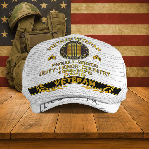 Personalized Vietnam Veteran Flat Cap, Custom Vietnam Veteran Jeff Cap QFTO5160501 - Image 2