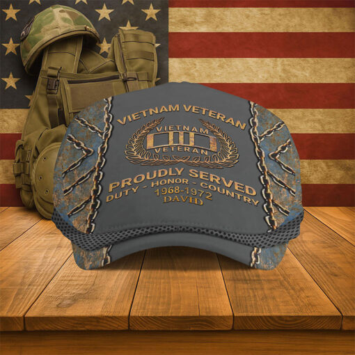 Personalized Vietnam Veteran Flat Cap, Custom Vietnam Veteran Jeff Cap QFTO5160502 - Image 2