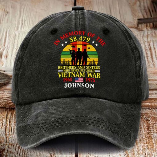 Personalized Vietnam Veteran Distressed Washed Cotton Printed Hat MQHM5290503 - Image 2