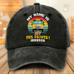 Personalized School Bus Distressed Washed Cotton Printed Hat MQTO5220502