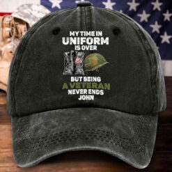 Personalized Us Veteran Distressed Washed Cotton Printed Hat, Gift for Veterans MQPY5120502