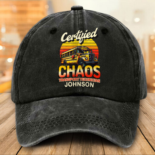 Personalized School Bus Distressed Washed Cotton Printed Hat MQTO5220503
