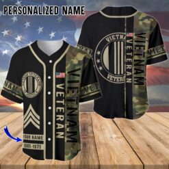 Vietnam Veteran Baseball Jersey, Custom Military Shirt with Rank, Proud Army Veteran Gift MQPY5270502